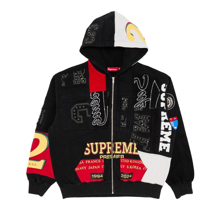 

Толстовка Supreme Patchwork Zip Up Hooded Sweatshirt, Black