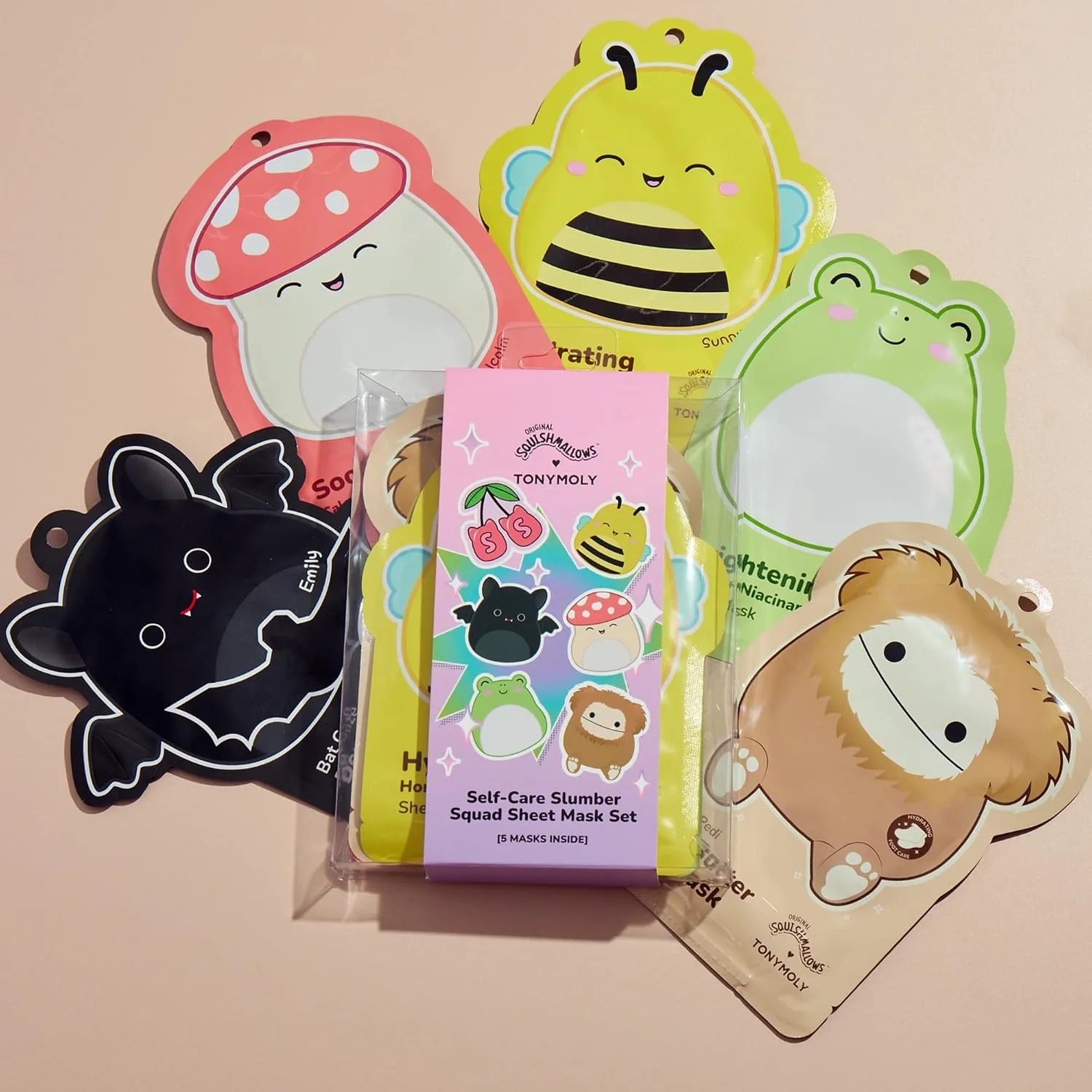 Набор TONYMOLY — Из 5 корейских масок для лица и ног x Squishmallows Self-Care Slumber Squad - увлажняющий, успокаивающий, осветляющий и — фото 2