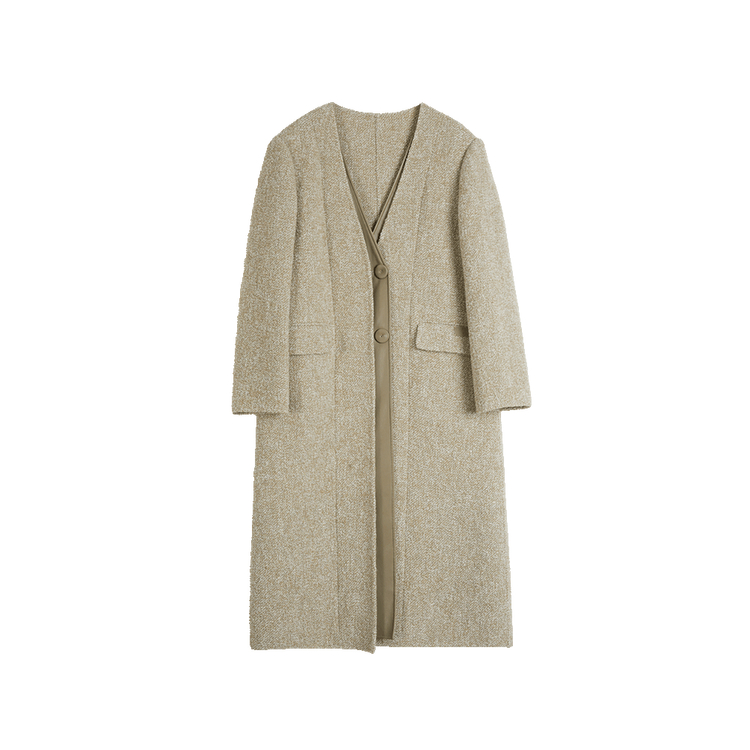 

Пальто женское без воротника утепленное прямое ELLE, хаки зеленый