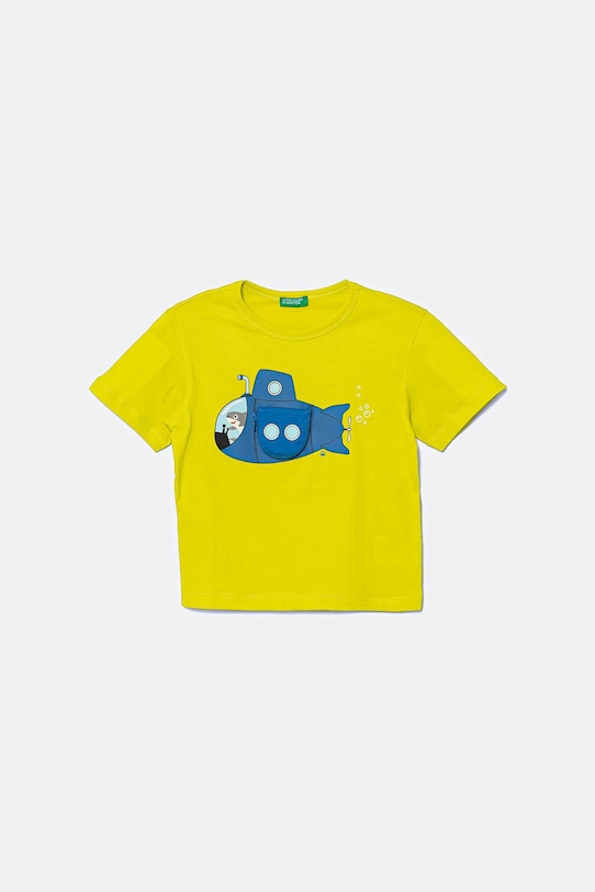 

Детская хлопковая футболка United Colors Of Benetton, зеленый