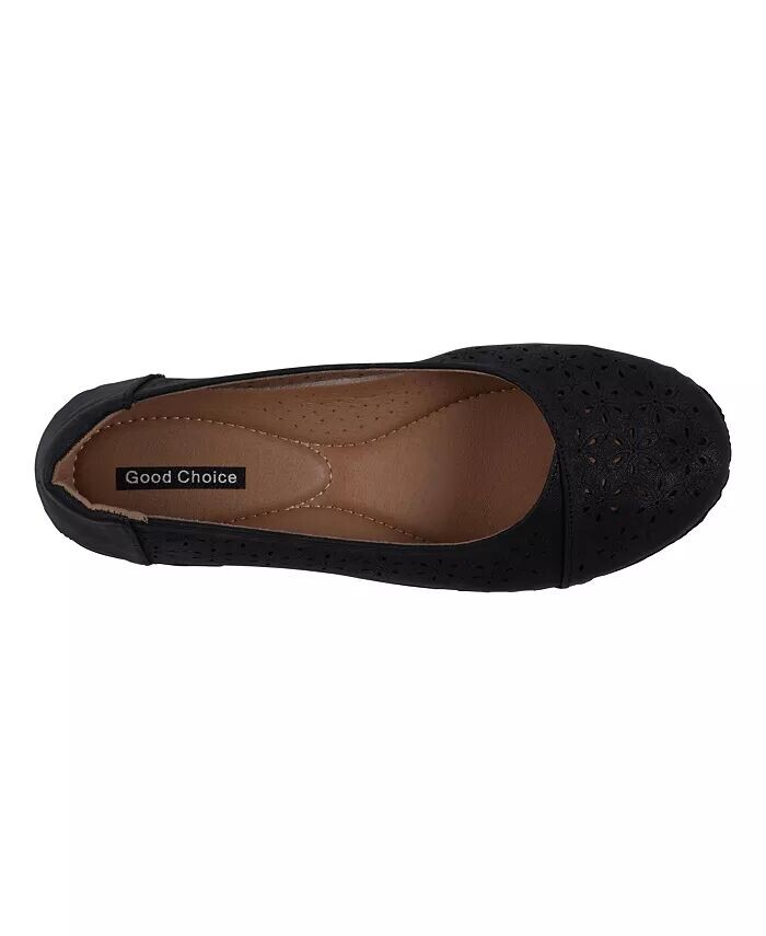 Женские туфли на плоской подошве Nysha с лазерной резкой GC Shoes, черный — фото 4