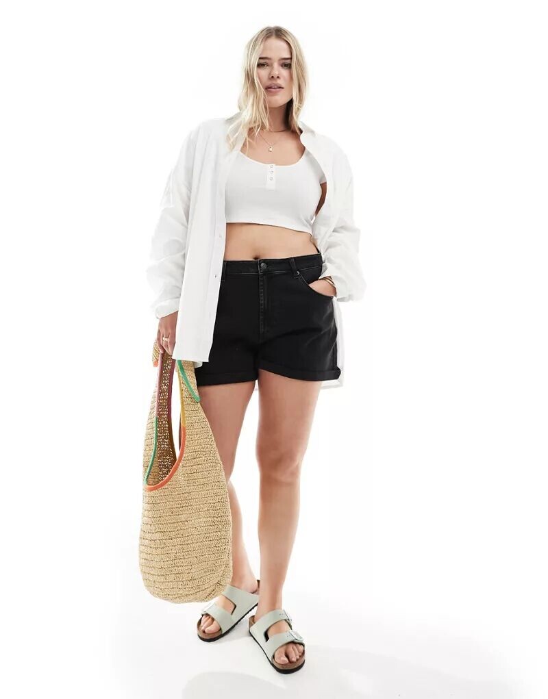 

Черные удобные джинсовые шорты для мам ASOS DESIGN Curve