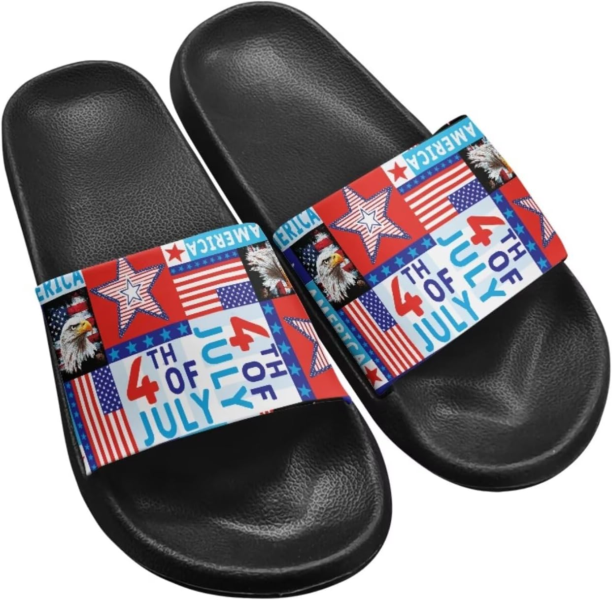 

Женские шлепанцы Jeiento с американским флагом, праздничная обувь, нескользящие спортивные сандалии для ванной, пляжа и душа, American Flag 4th of July