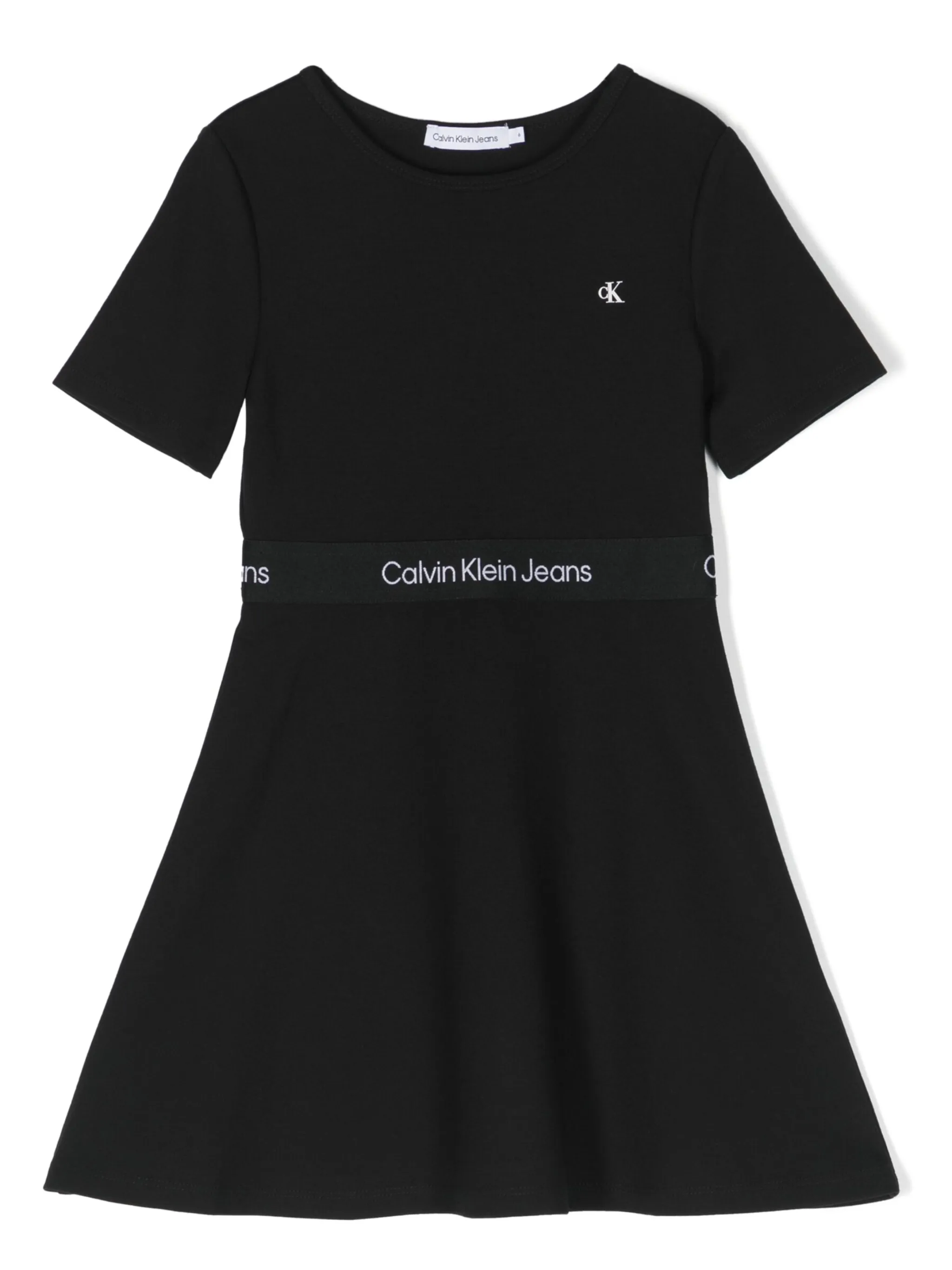 

Платье с короткими рукавами и вышитым логотипом Calvin Klein Kids, черный