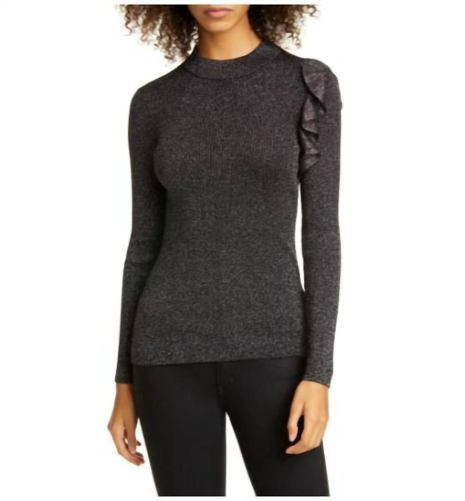 

Черный вязаный свитер с оборками Addale Rib Knit Ted Baker