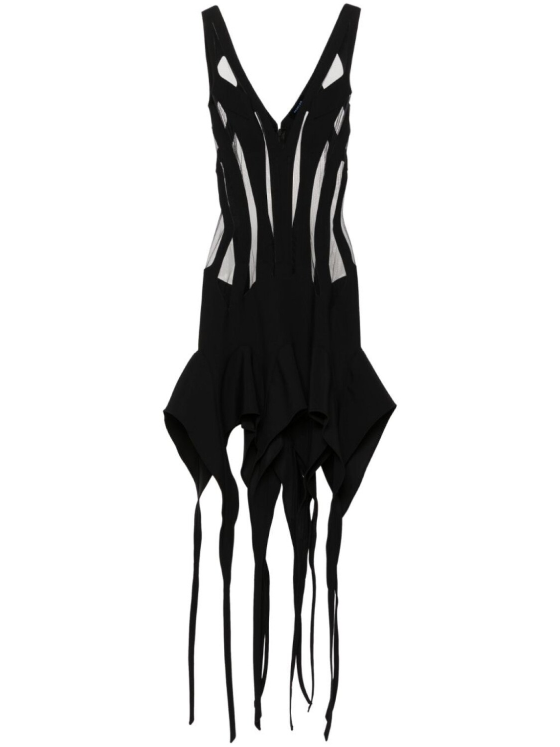 

Mugler полупрозрачное платье мини, черный