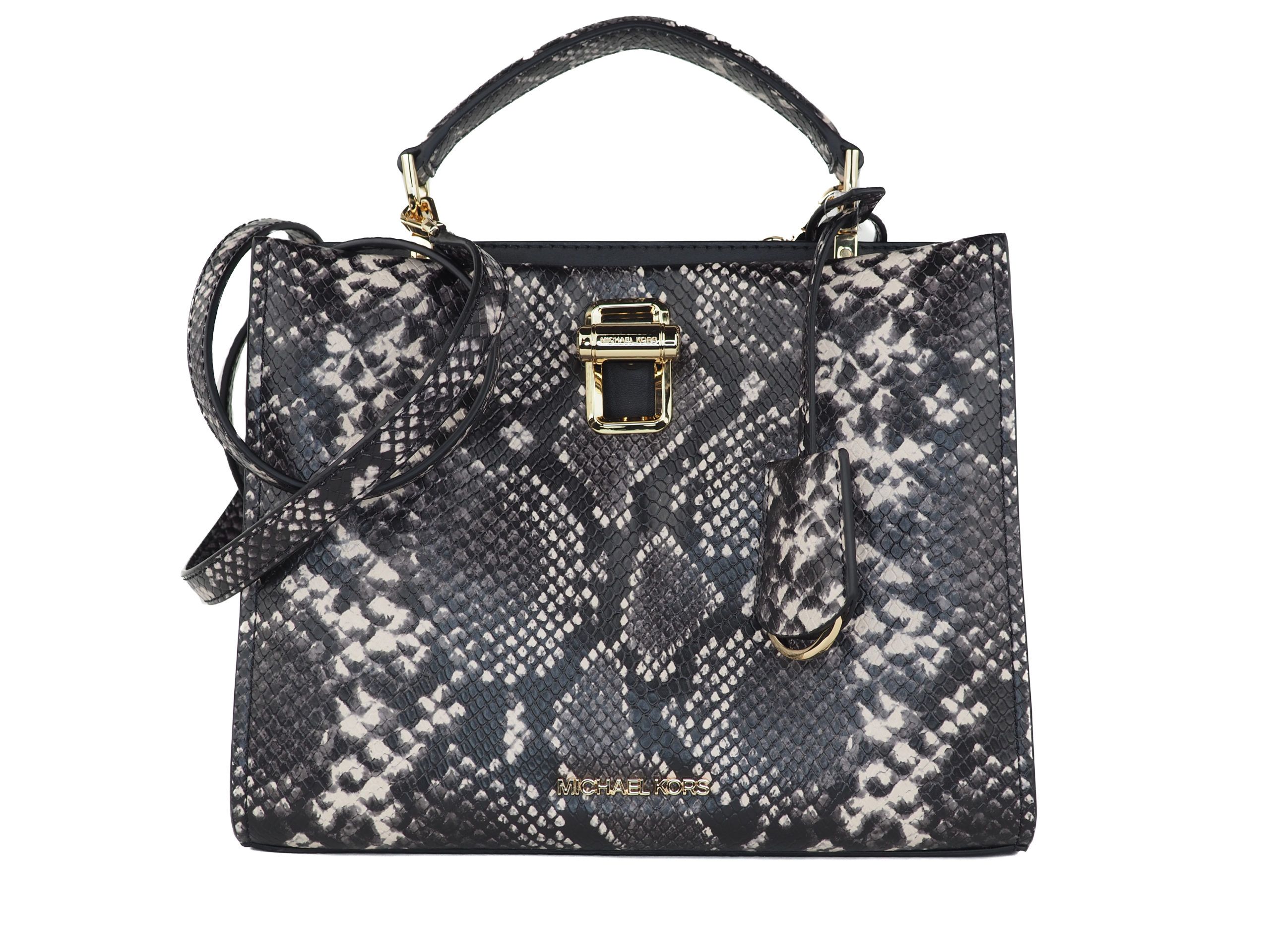 

Сумка-портфель Penelope Medium из тисненой кожи с верхней ручкой (черная) Michael Kors