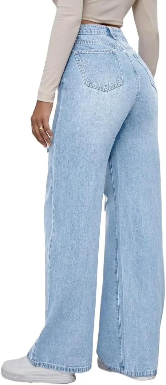 Женские классические джинсы в стиле washed denim Generic, Light Wash
