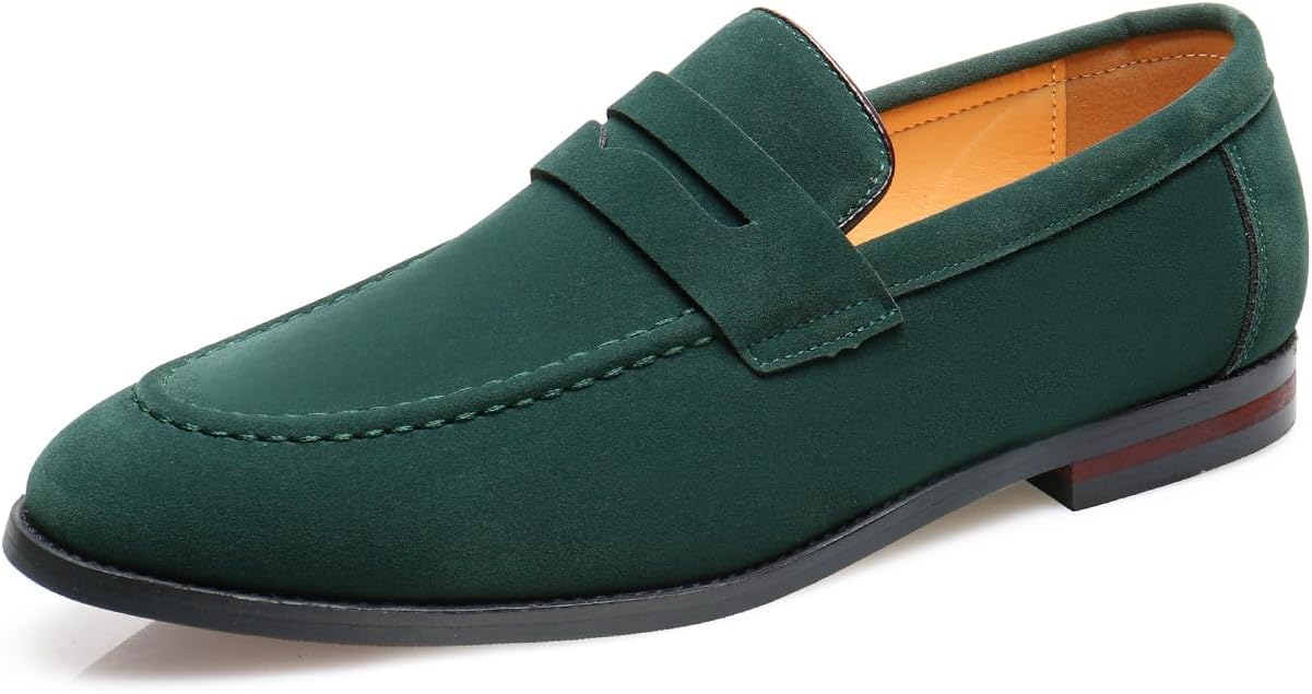 

Мужские лоферы Santimon Penny, из искусственной замшевой кожи, с мыском-мокасином, стиль слип-он, офисные и повседневные туфли, зеленый
