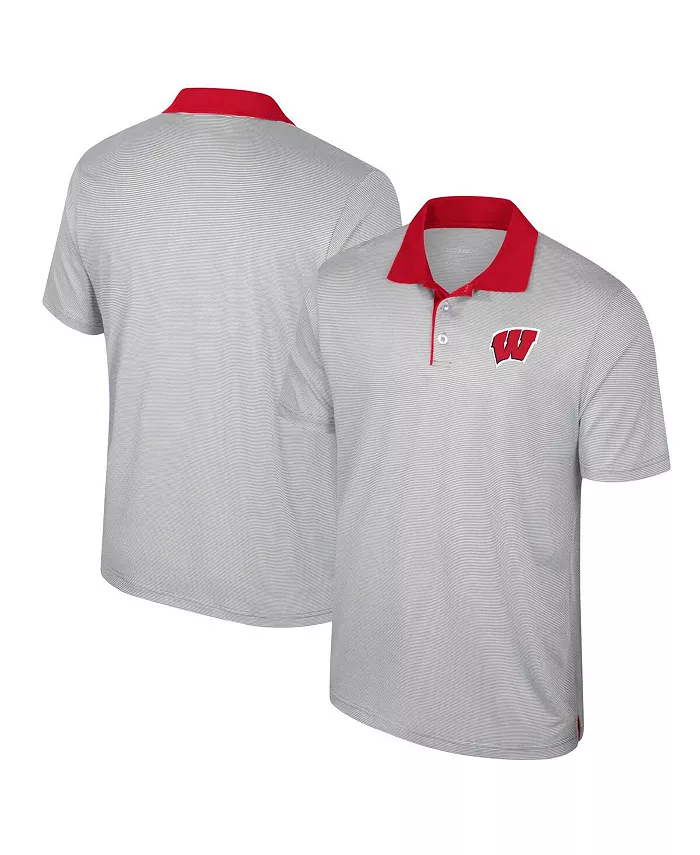 

Мужская полосатая поло Big & Tall Tuck серого цвета Wisconsin Badgers Tide Colosseum, серый