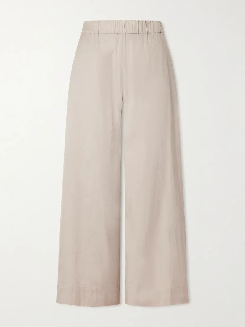 Широкие брюки Pece из смесового хлопка MAX MARA, бежевый