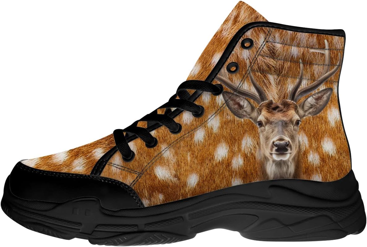 

Кроссовки на высокой платформе с принтом оленя для мужчин и женщин, тканевые с шнуровкой, подарок для него и для нее Generic, оранжевый