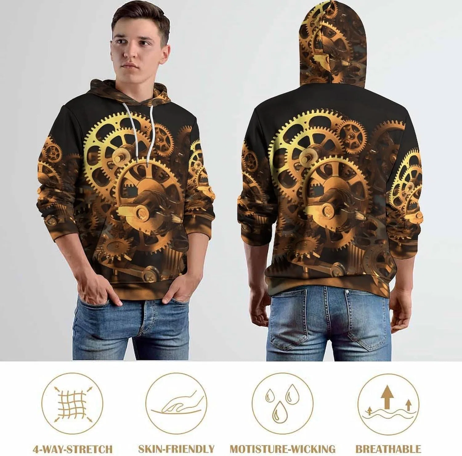 HMNBCD Стильные худи Cool Gears для женщин и мужчин, пуловеры с капюшоном для мужчин, одежда для весны и осени, Style — фото 4