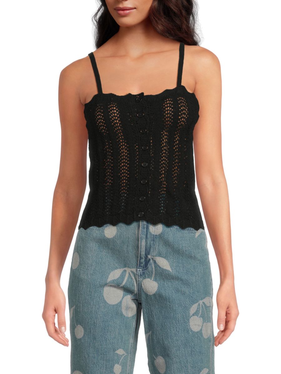 

Вязаная крючком майка с фестончатым краем Vero Moda, черный