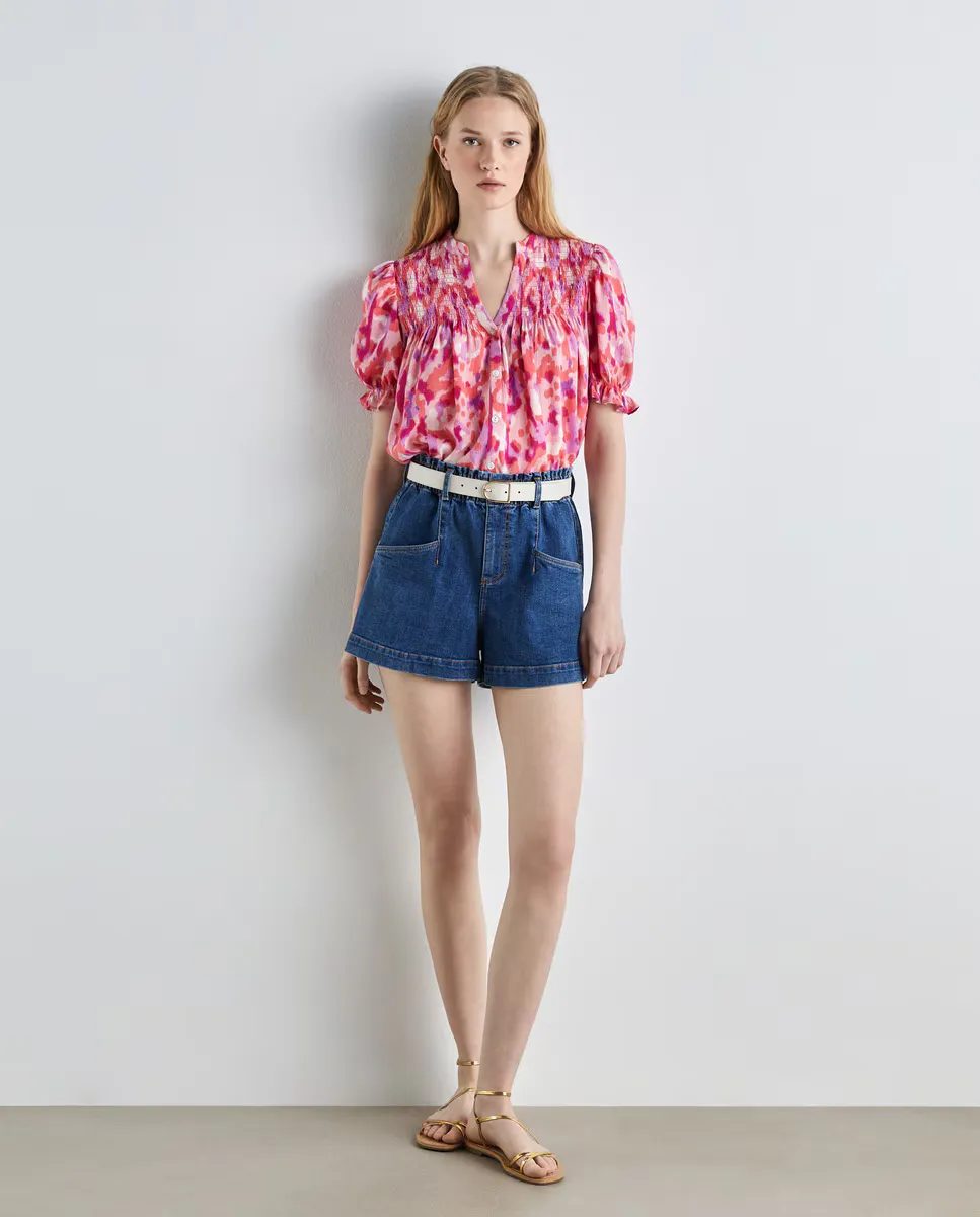 

Блузка с короткими рукавами и сотами Easy Wear, розовый