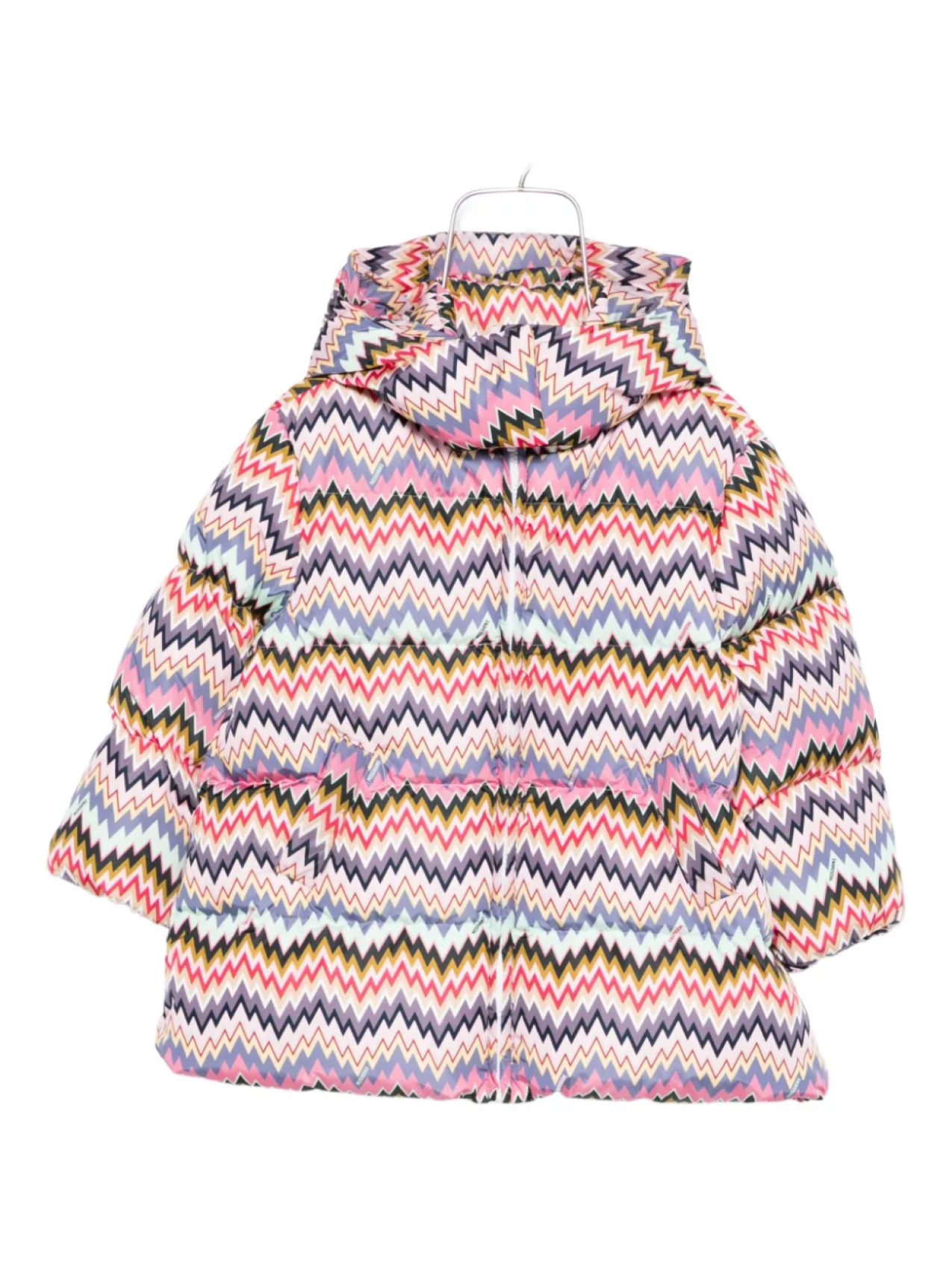 

Пуховик Missoni Kids с шевронным узором, розовый