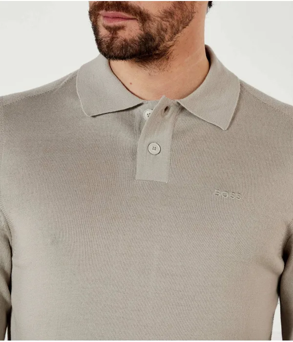 Рубашка-Поло из шерсти Avac Slim fit Boss Orange, бежевый — фото 4