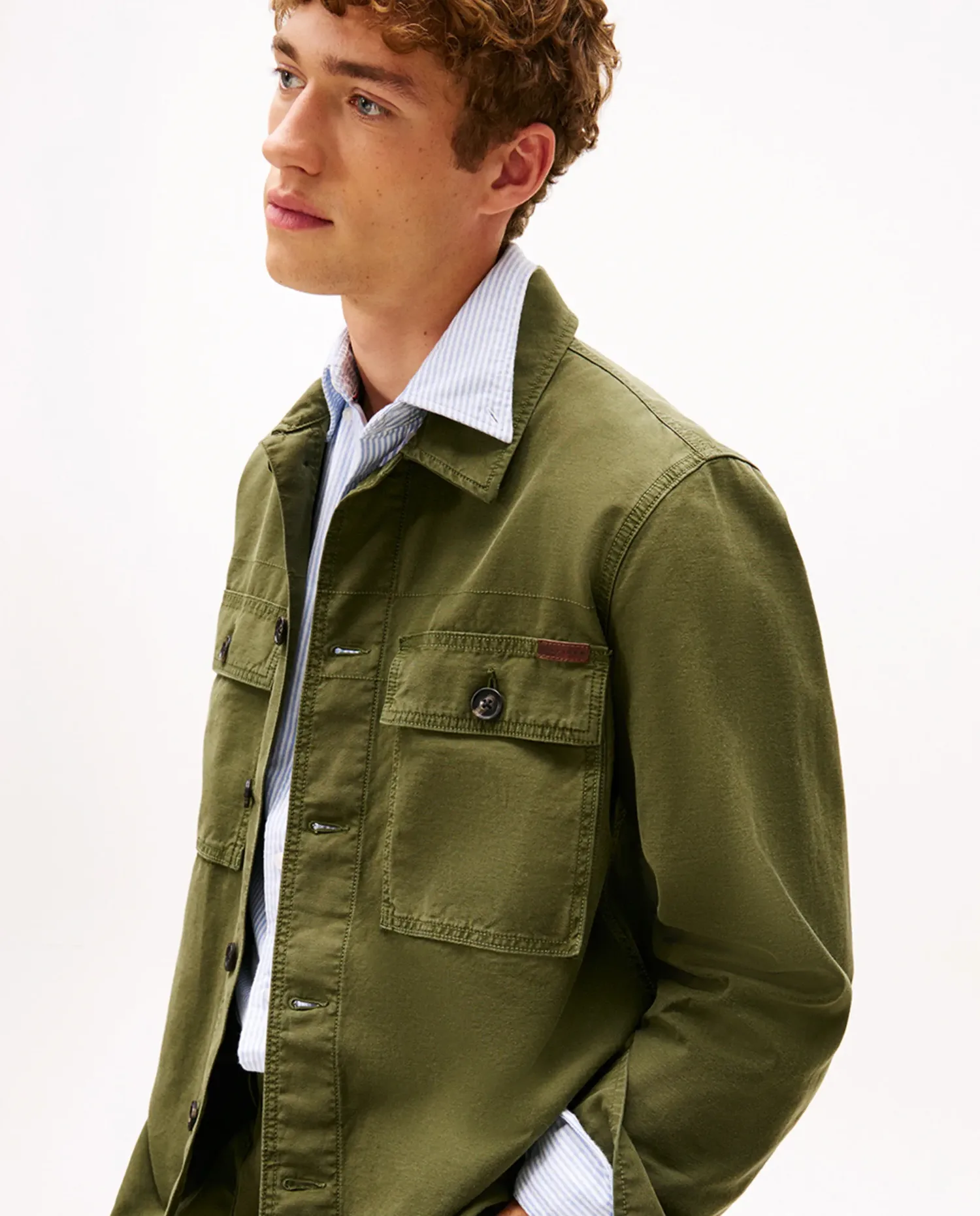 Мужская рубашка-пиджак с гладкой тканью и эффектом стирки Tommy Hilfiger, Verde Militar — фото 3