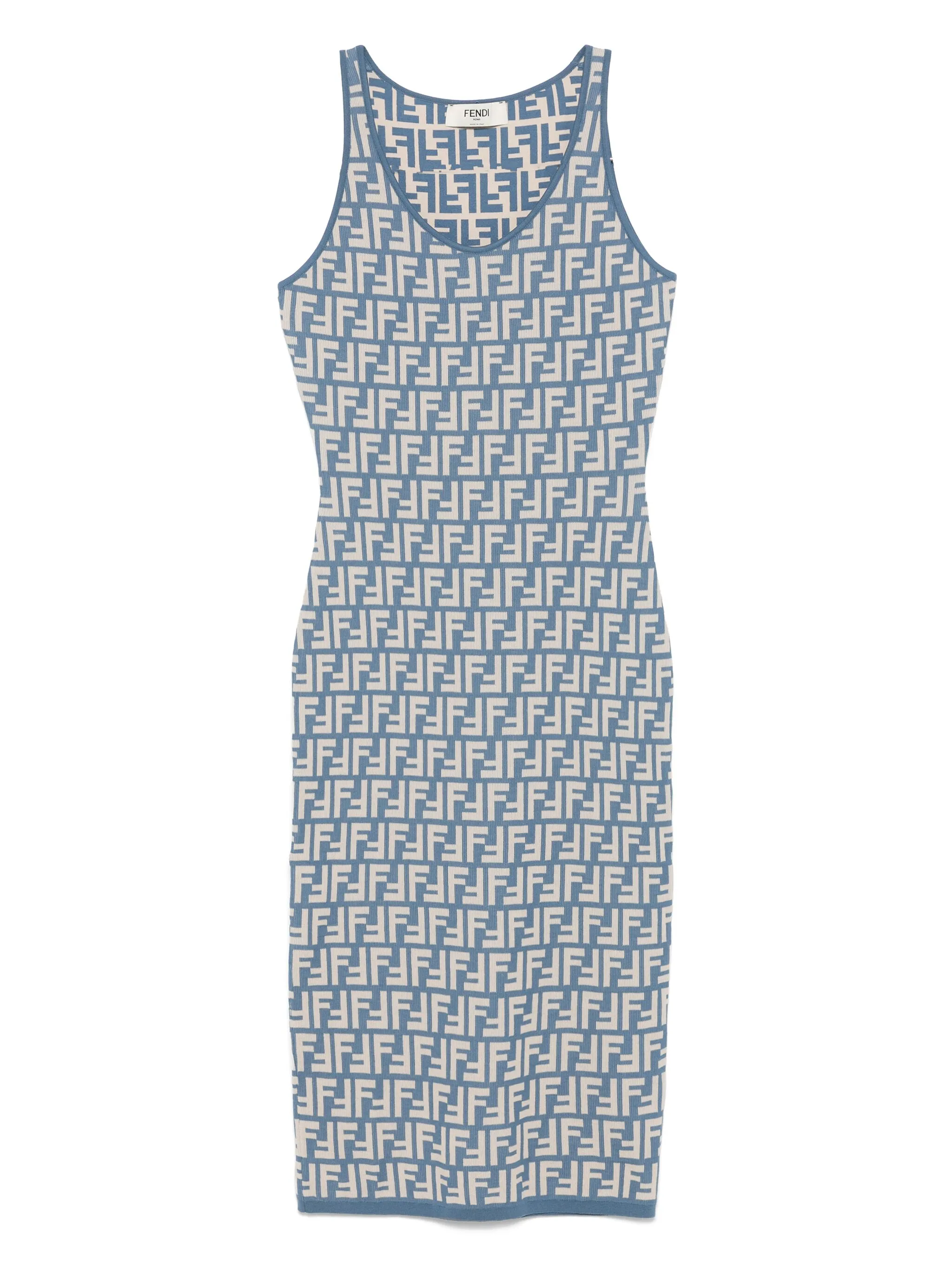 

Платье миди с узором FF Fendi, синий