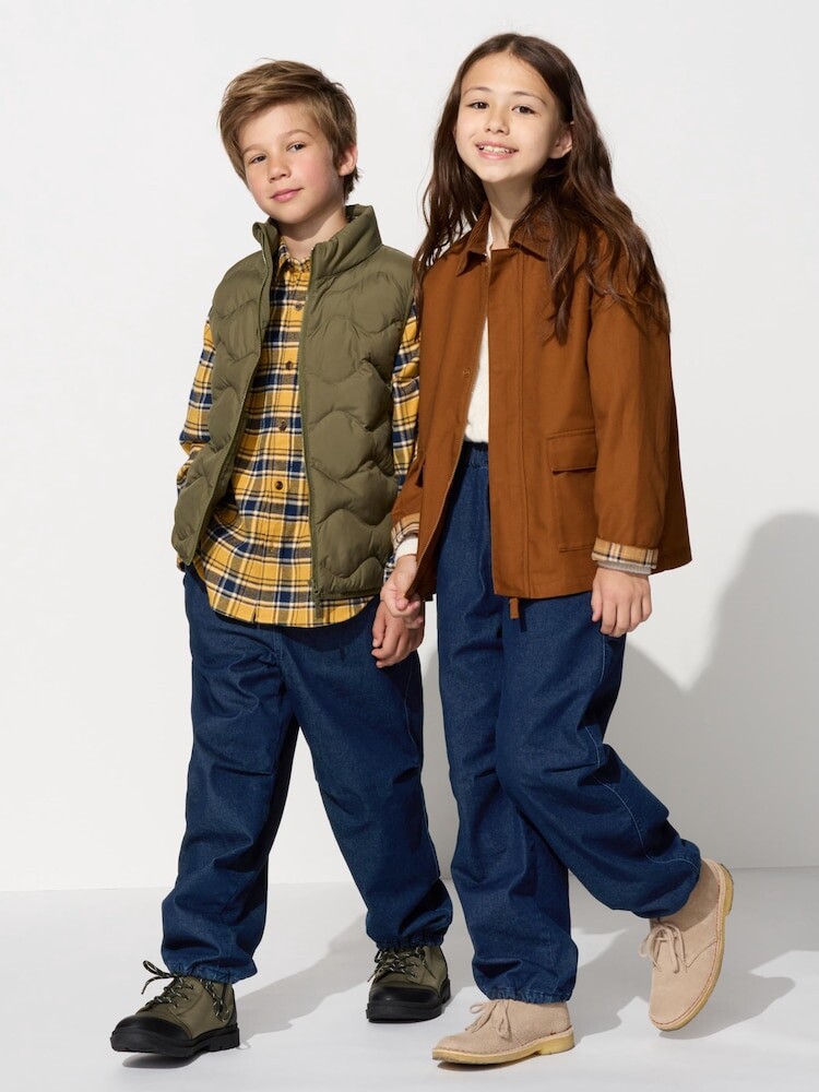 

Теплые брюки на подкладке джинсовая ткань Uniqlo, цвет 68 синий