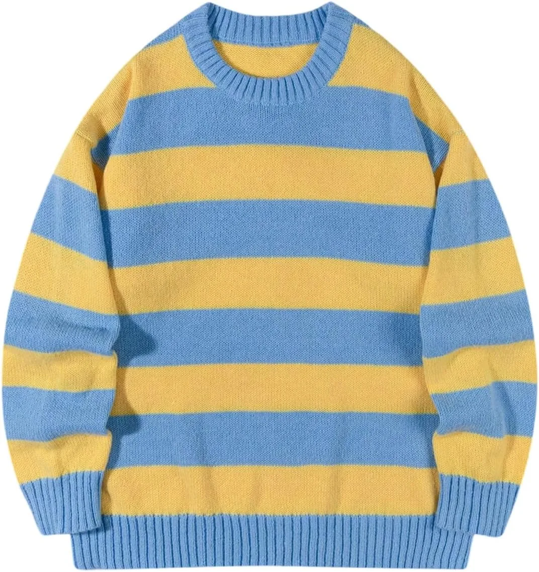 

Мужской свитер с цветными блоками и полосками, лонгслив, уличный стиль WDIRARA