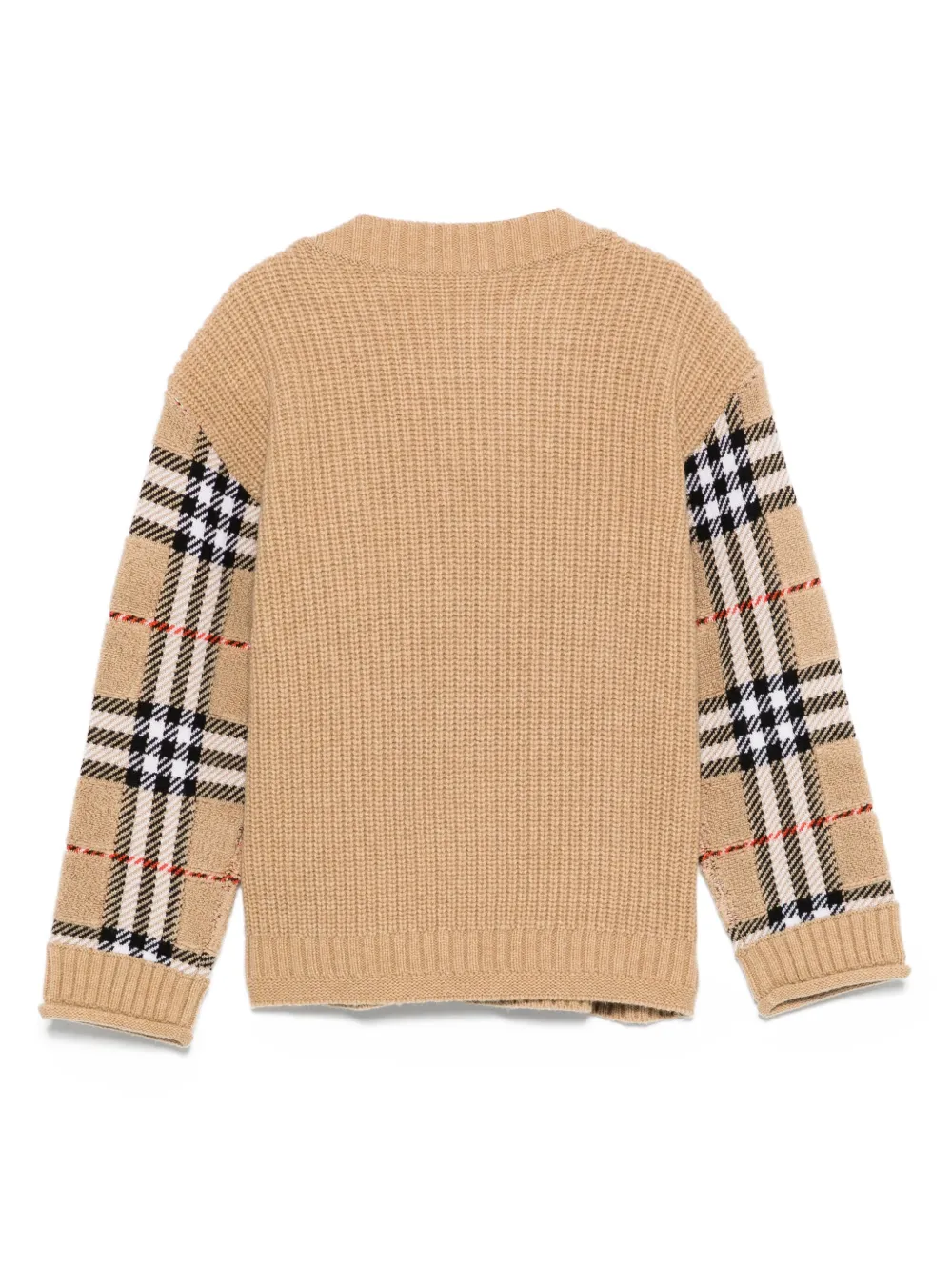 Шерстяной свитер в клетку BURBERRY KIDS, нейтральный — фото 2