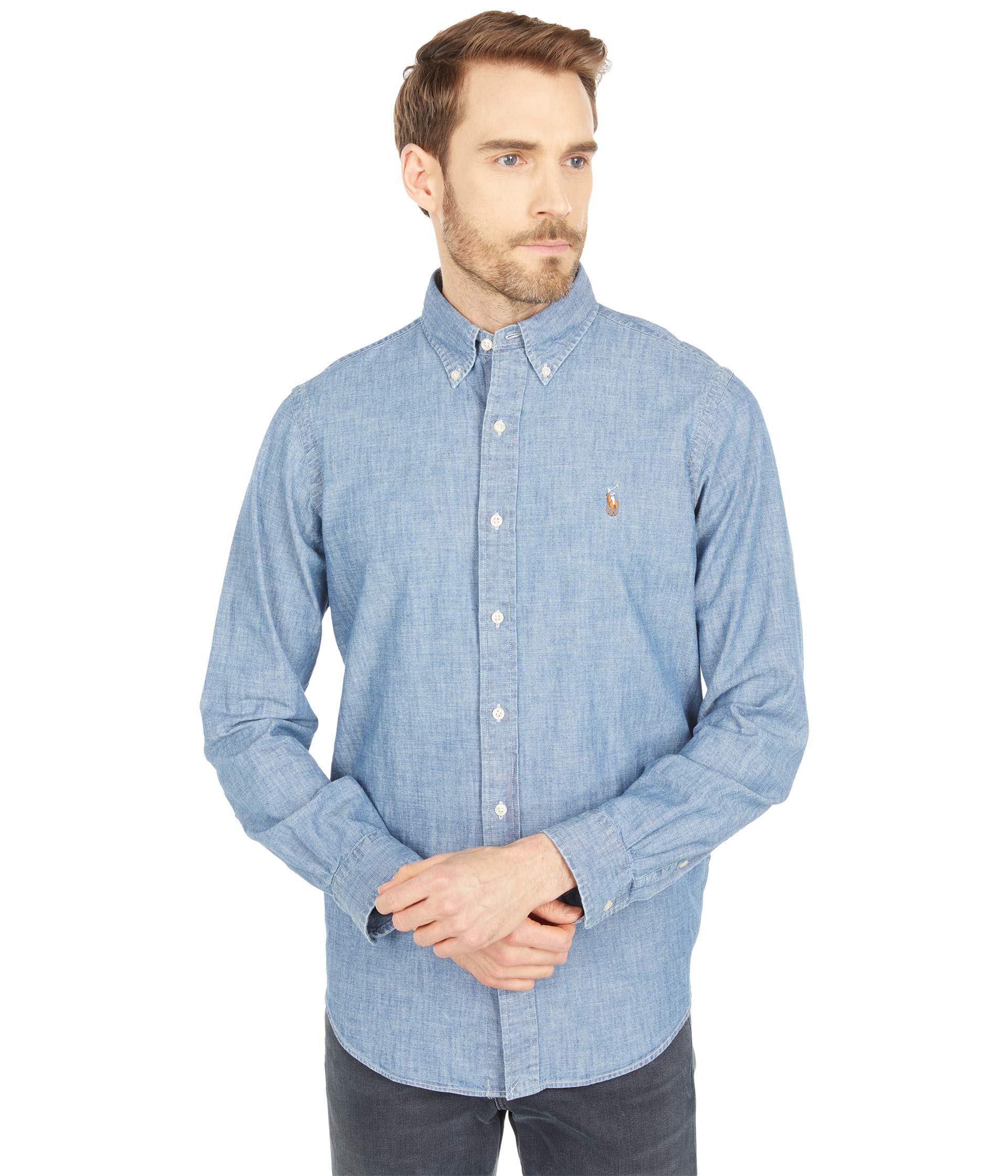 

Поло Polo Ralph Lauren Classic Fit Indigo Chambray Shirt, цвет Medium Indigo
