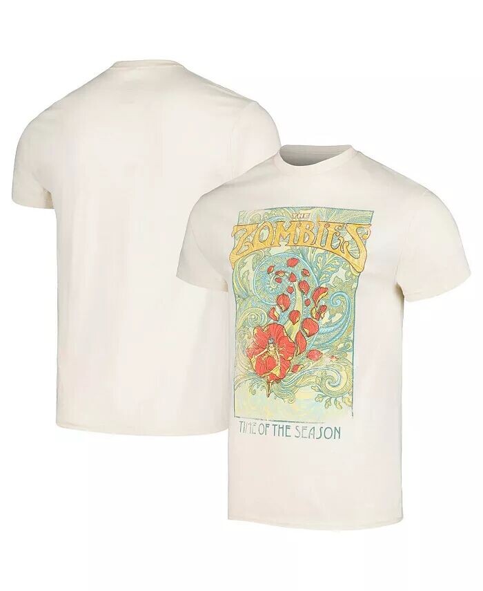

Мужская кремовая футболка с потертым рисунком The Zombies Time of the Season Manhead Merch