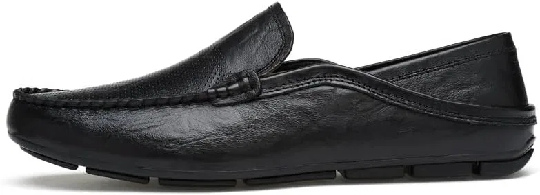Мокасины мужские кожаные перфорированные Loafers, Black Hollow Out SayfuR — фото 3
