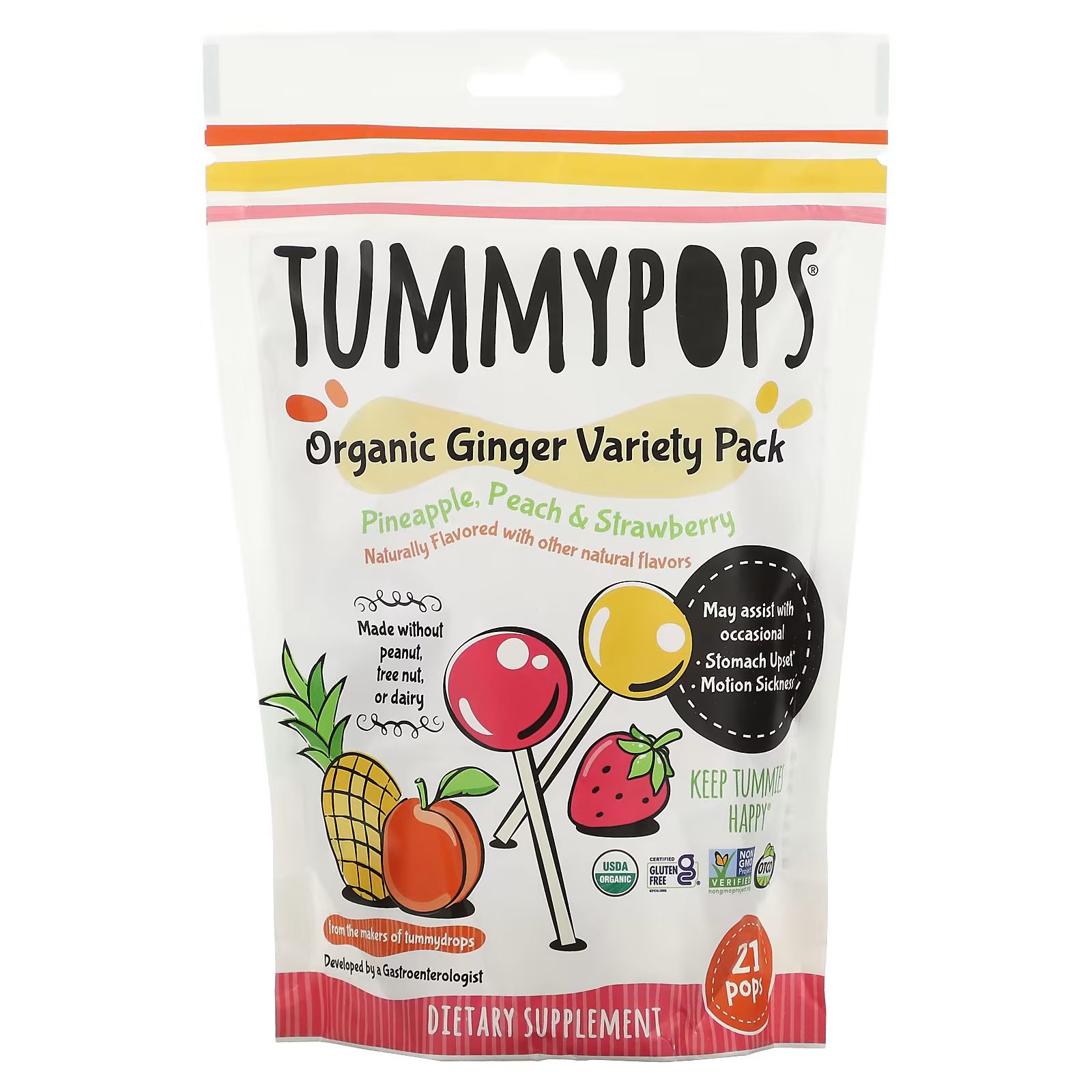 

Tummypops, набор органических сортов имбиря, 21 штука Tummydrops