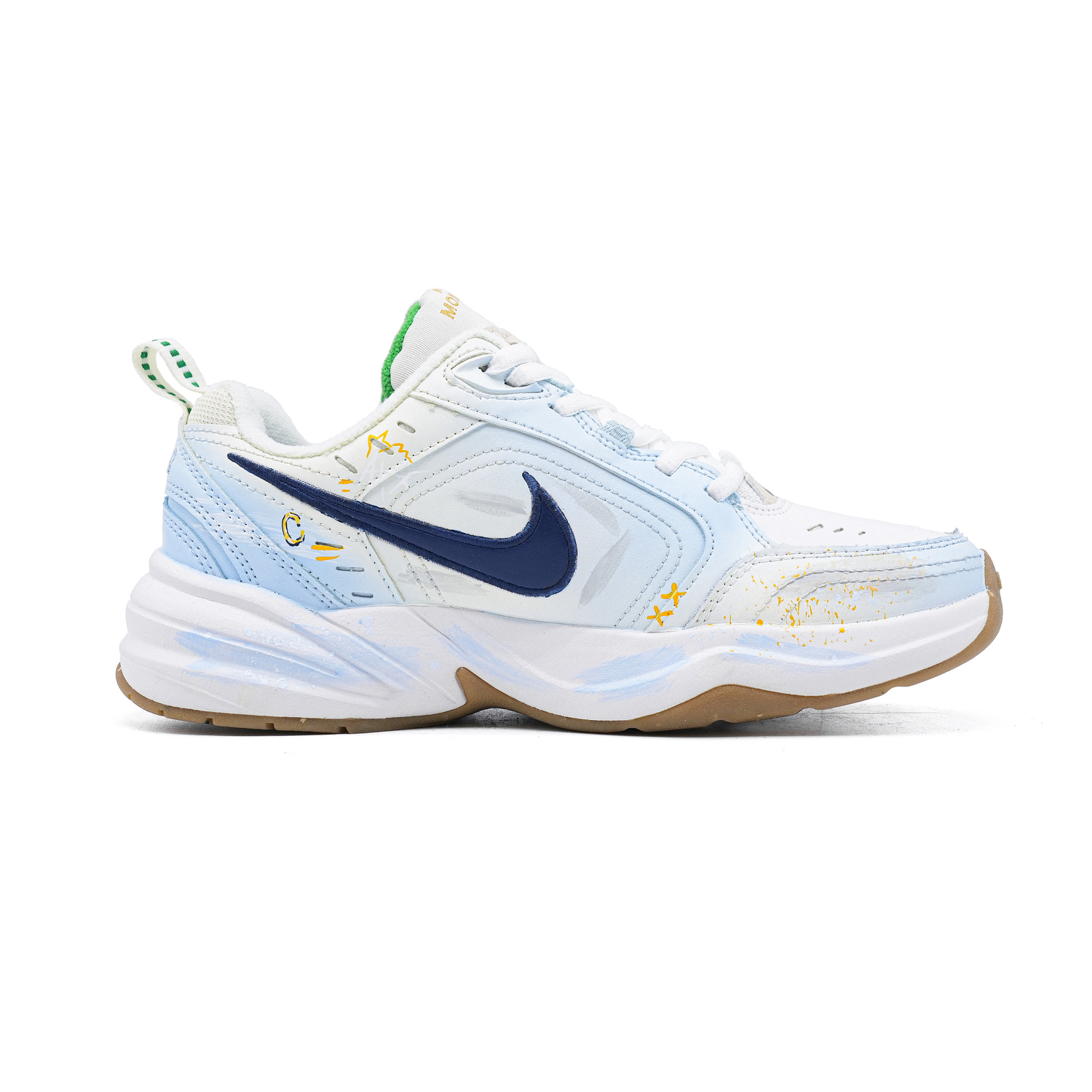 Nike Air Monarch 4 Rainbow Color Abrasion Resistant низкие повседневные кроссовки мужские White Blue — фото 3