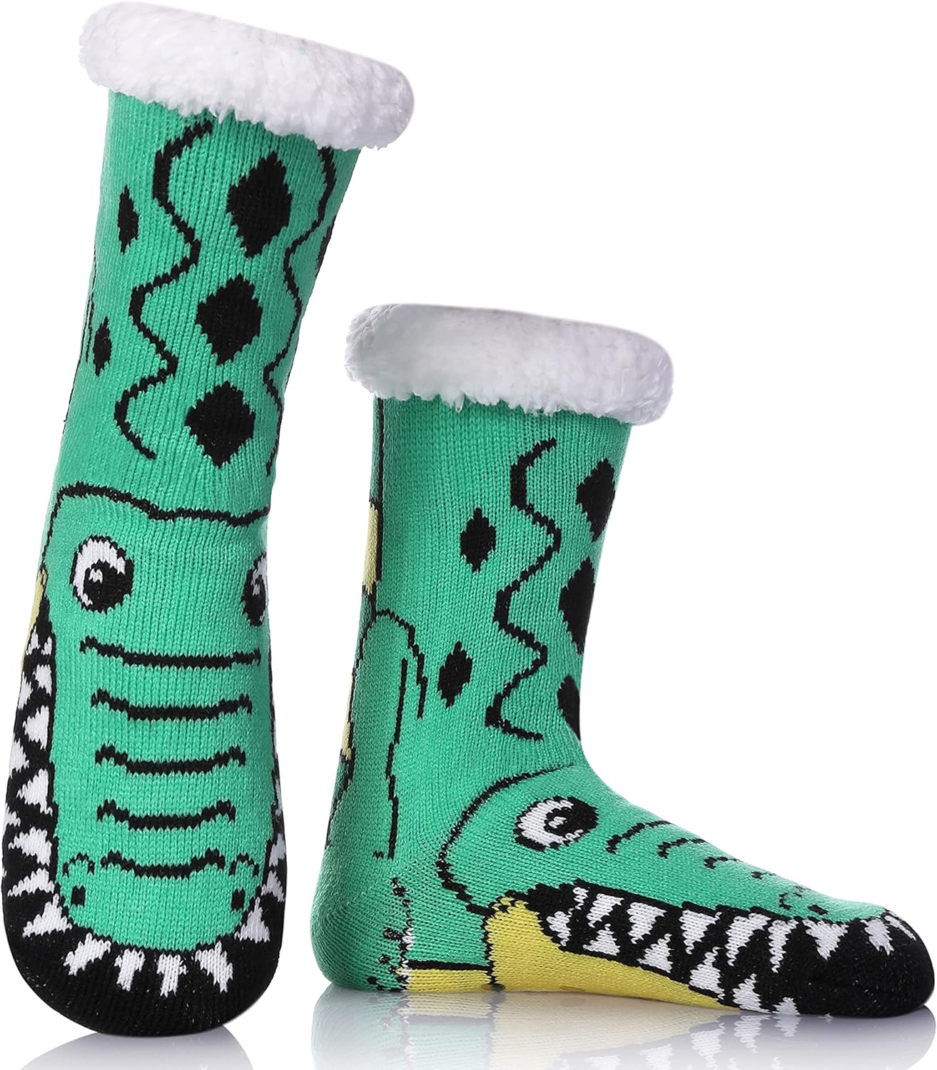 

Мужские домашние носки-тапочки DYW с животным принтом, пушистые, противоскользящие, теплые зимние, мягкие, толстые с флисовой подкладкой, зеленый