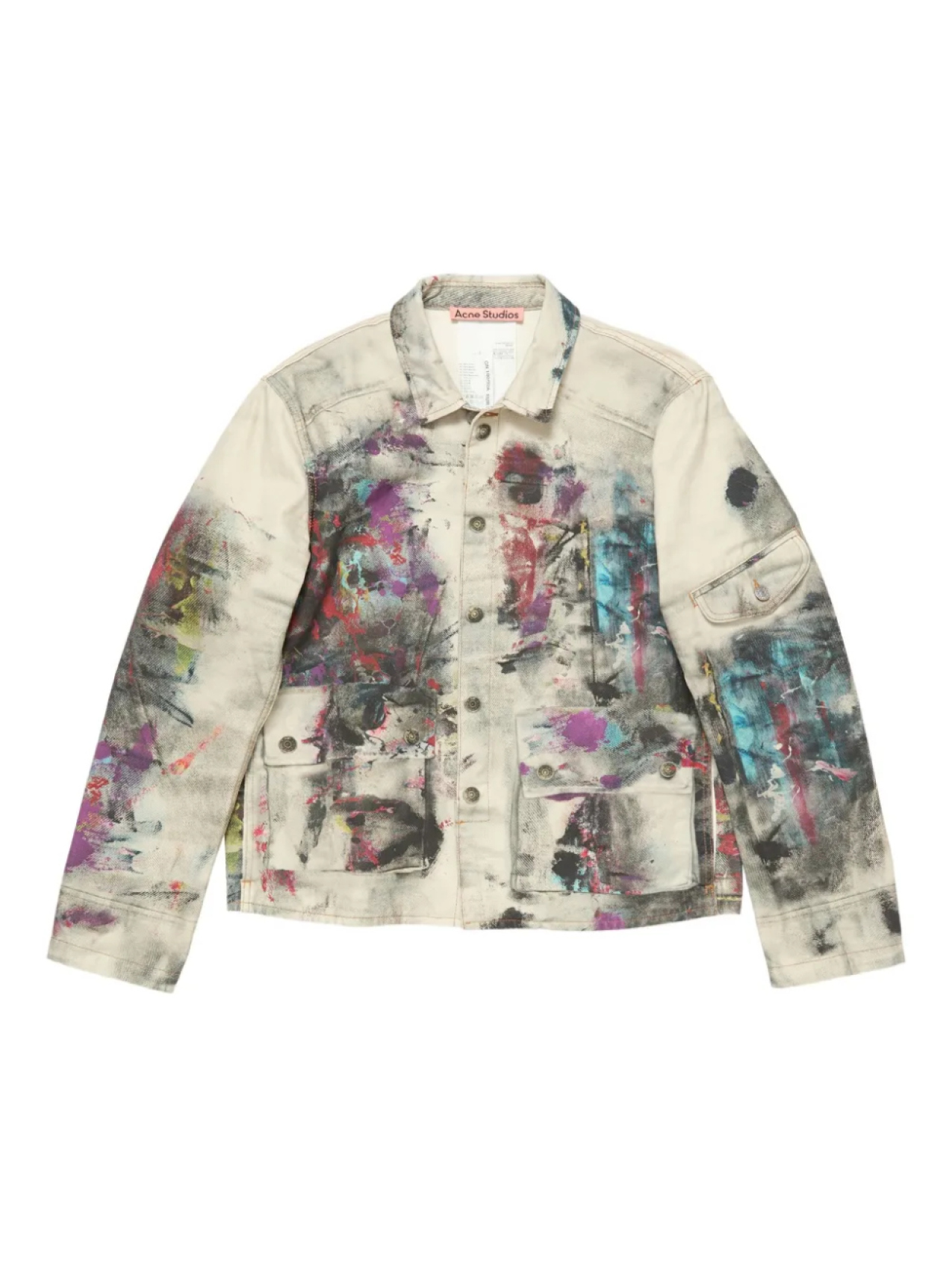 

Джинсовая куртка, забрызганная краской Acne Studios, нейтральный