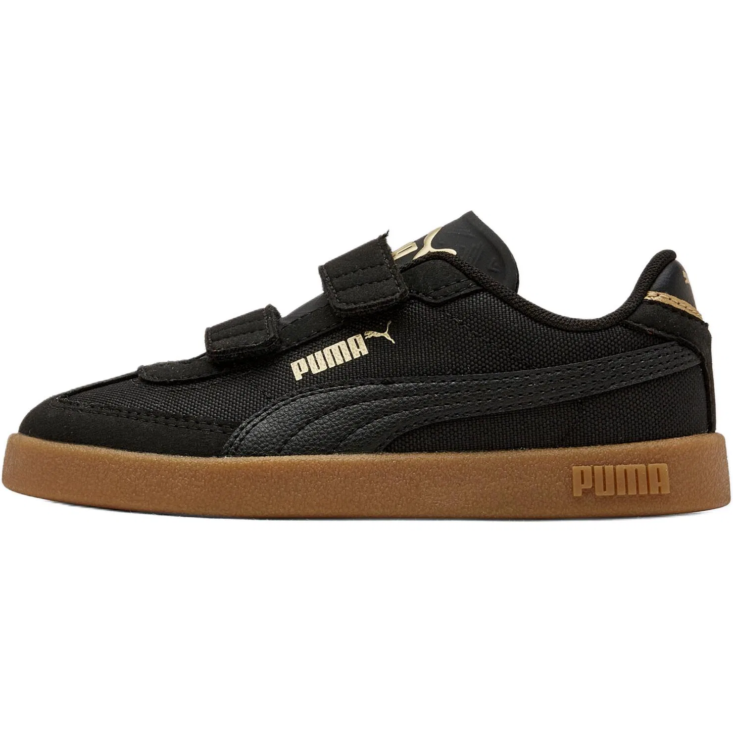 Низкие скейтбордические кроссовки Black Kids' PUMA, Black-Gold-Rubber Color