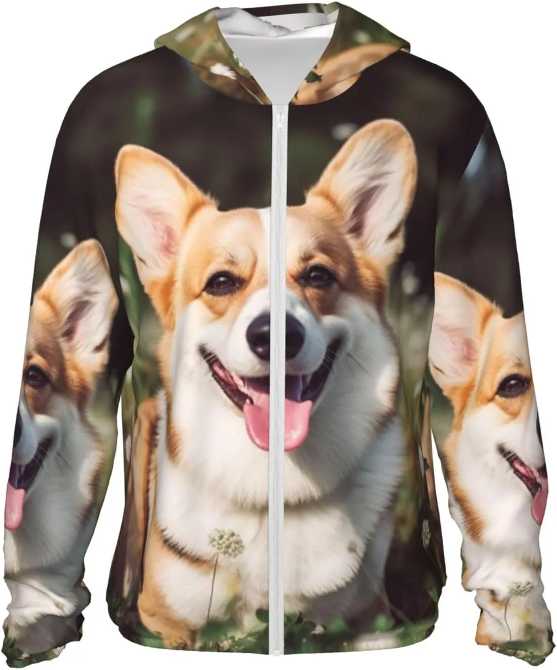 

Мужская толстовка с защитой от солнца UPF 50+ Happy Corgi Dog DWVTSLH