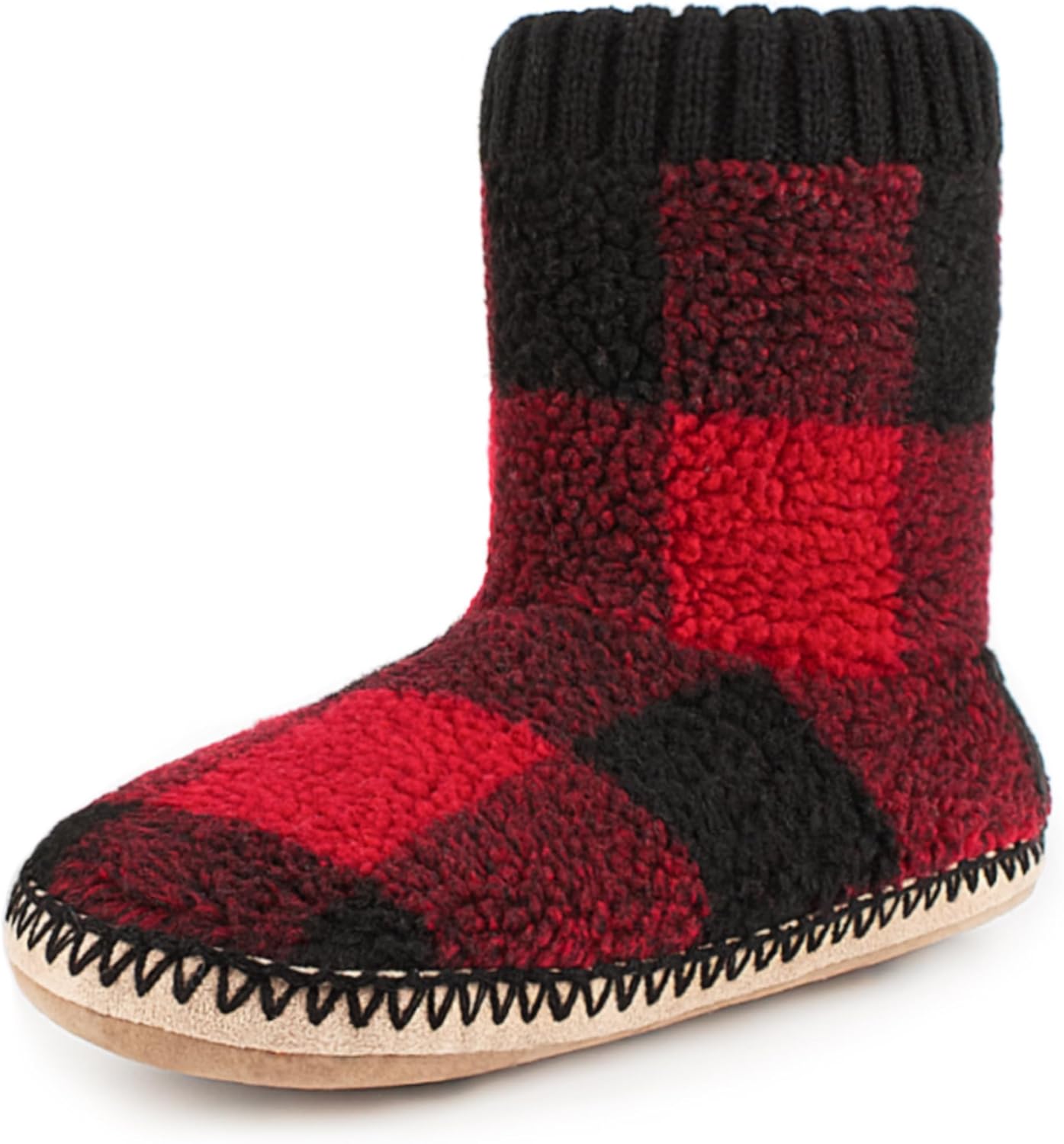 

Уютные домашние тапочки для мужчин, с мягкой меховой отделкой и нескользящей подошвой, теплые носки-мокасины, зимние подарки на Рождество, уникальные Cosyone1997, черный/красный