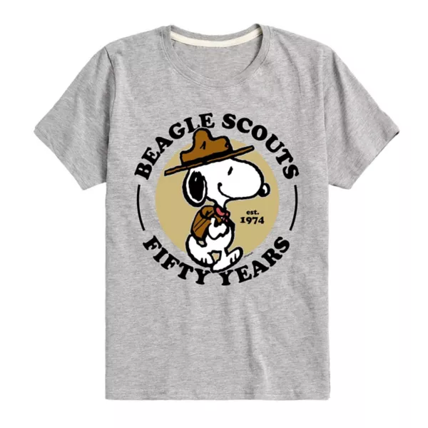 

Футболка с рисунком скаута и бигля Peanuts для мальчиков 8-20 лет Licensed Character, серый
