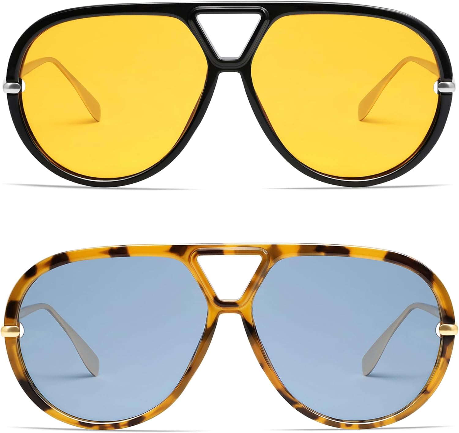 

Солнцезащитные очки-авиаторы VANLINKER большого размера, модные, поляризованные, для женщин и мужчин, ретро, ​​круглые, винтажные, в форме щита VL9798, 2 Pack-c2+c6-black/Yellow&tortoise/Blue