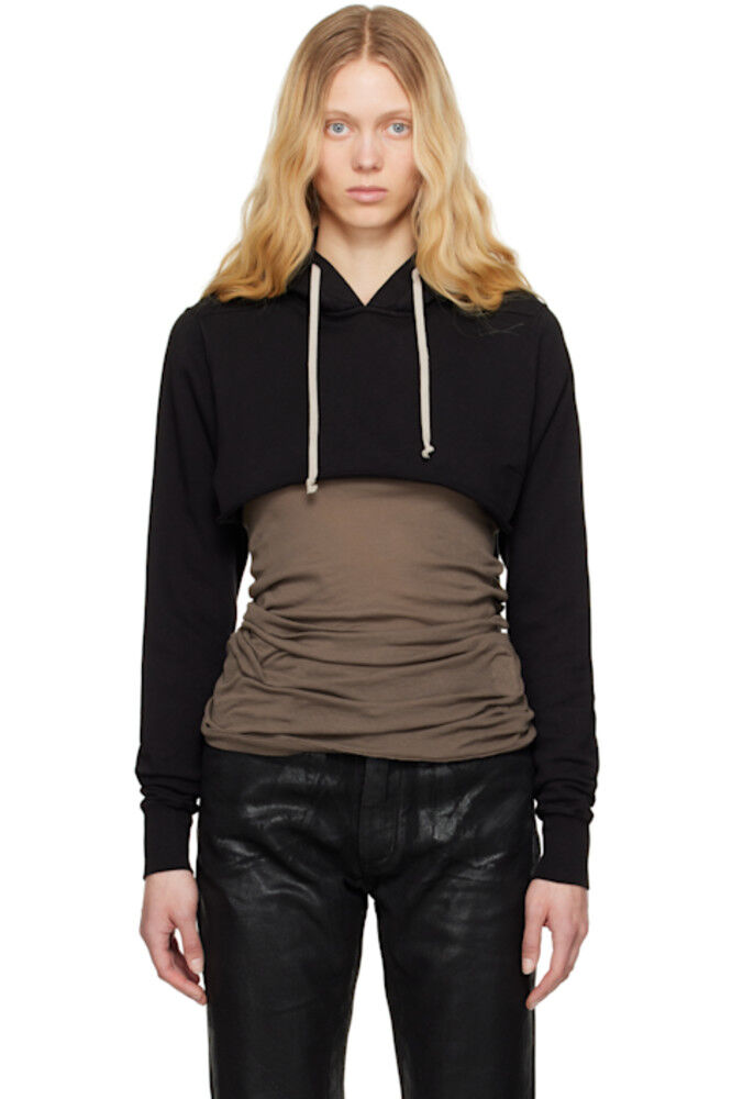

Черный укороченный худи Hollywood Rick Owens DRKSHDW