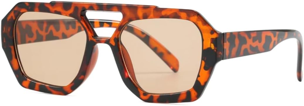 

Классические женские солнцезащитные очки с двойной перемычкой, простой и модный дизайн, очки с леопардовым принтом, качественная защита от солнца для активного отдыха SZVVBKK, Leopard Champagne