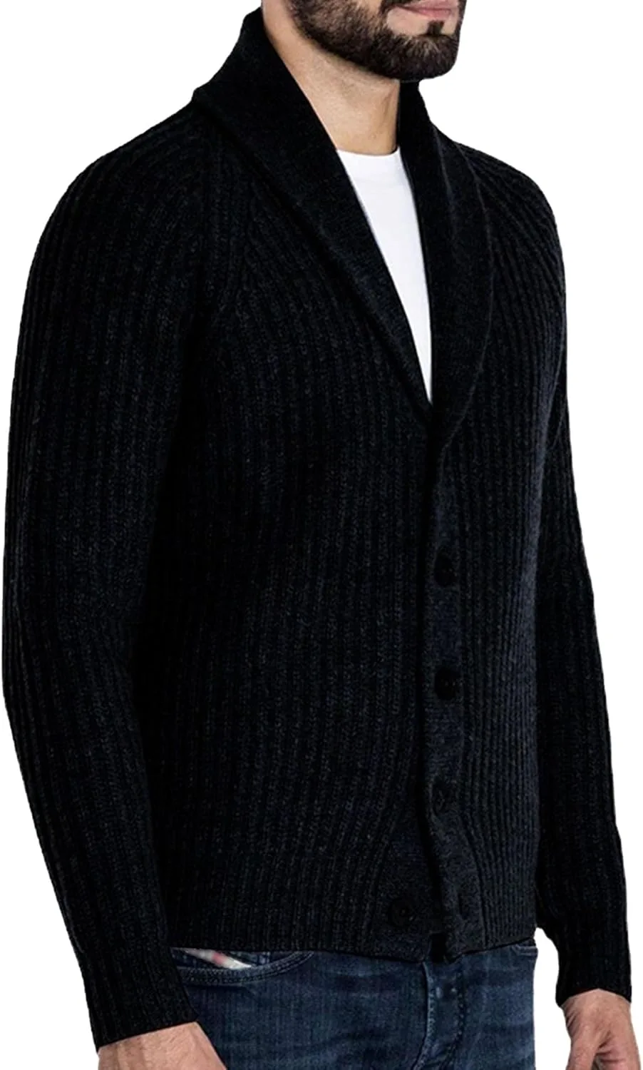 Мужской кардиган с воротником шаль Slim Fit