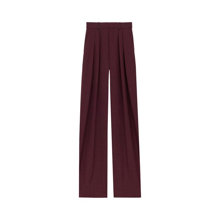 

Брюки Saint Laurent High Waist Wide Leg Pants 'Lie De Vin', красный