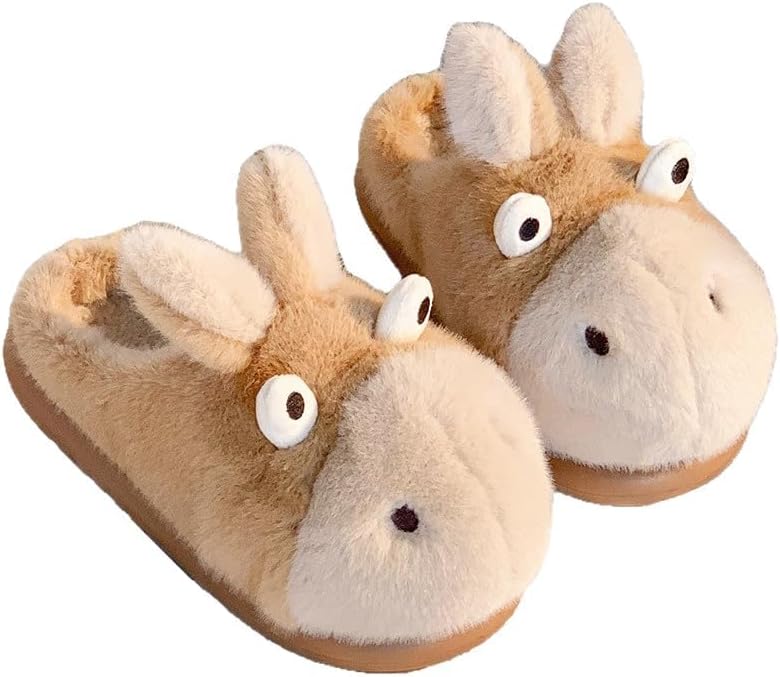 

Милые пушистые тапочки-ослики для женщин и мужчин, теплые зимние тапочки с флисовой подкладкой, для дома и улицы Yafirgeer, хаки