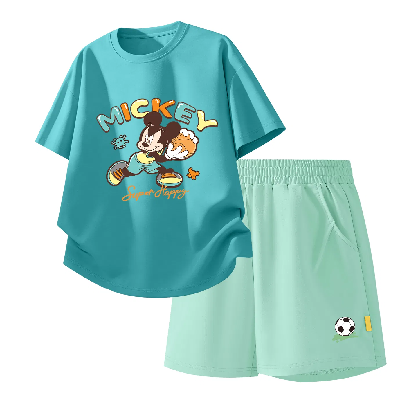 Детская повседневная спортивная футболка с круглым вырезом Disney, Di Ring Flower Ivory White+Di Prosperity Flower K_Bottom Right Mist White — фото 3