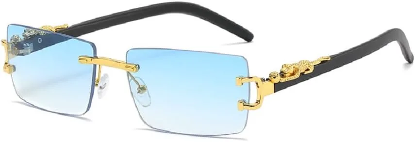 

Набор из 128 солнцезащитных очков без оправы из золотистого цинкового сплава, 5 цветов (38 черных/30 серых/20 коричневых/синих/синих/прозрачных) ENSARJOE, 1pc-blue