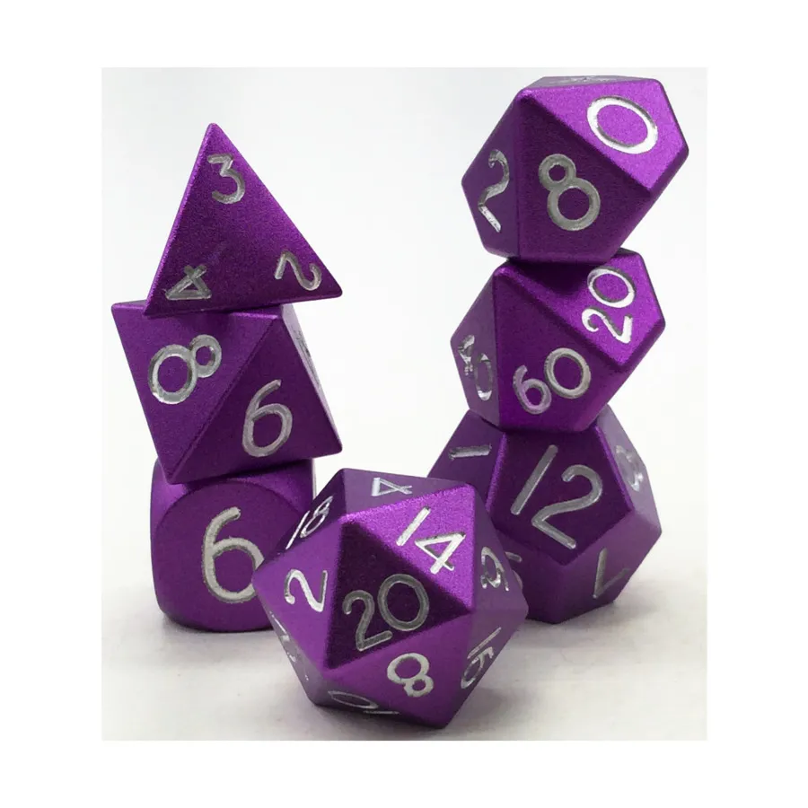 

Одиночный комплект из анодированного полиэстера - фиолетовый (7), Aluminium Solid Dice (Level Up Dice)