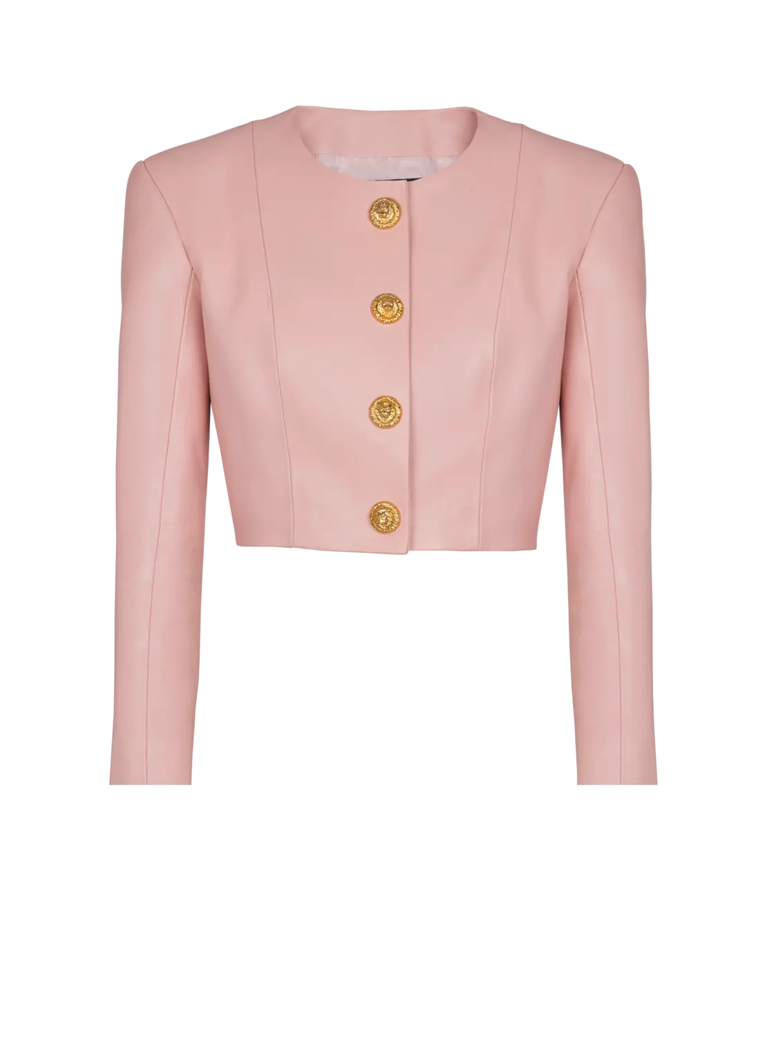 

Укороченный жакет из овечьей кожи Balmain, розовый