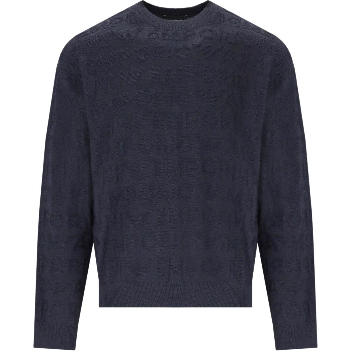 

Свитер с жаккардовым логотипом и круглым вырезом Emporio Armani, marine синий