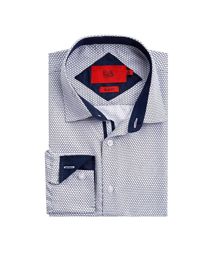 

Белая рубашка на пуговицах Big Boys Slim Fit с медовым узором Elie Balleh, белый