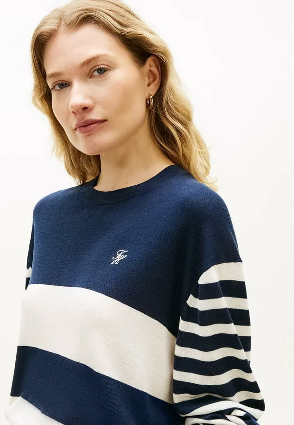 Свободный джемпер с круглым вырезом Tommy Hilfiger, Big Brt Stp Dark Night — фото 4